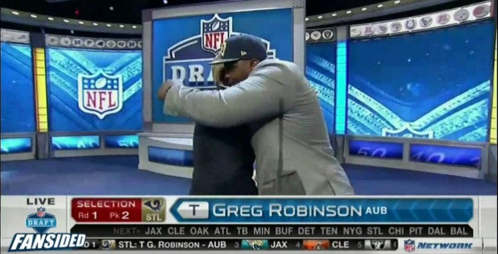 NFL Commissioner, Roger Goodell, Hugged By 2014 #2 Draft Choice, Greg Robinson