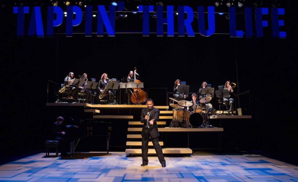 Maurice Hines, with members of the DIVA Jazz Orchestra, in Maurice Hines is Tappin’ Thru Life at Arena Stage at the Mead Center for American Theater November 15-December 29, 2013. Photo by Teresa Wood.