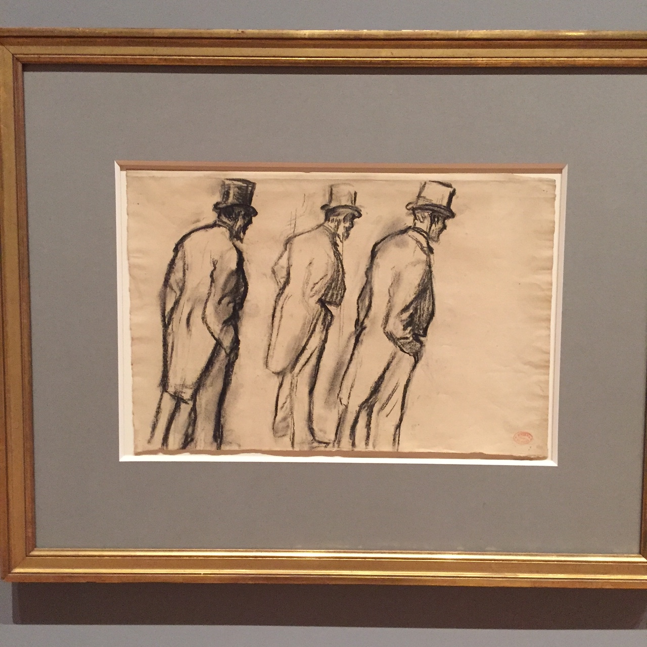 Three studies of Ludovic Halevy standing 1876-77/Charcoal on paper
